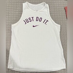 Nike Women’s Dri-FIT White Tee with Subtle Purple Accents